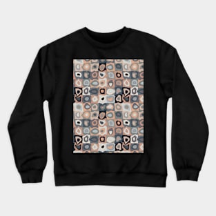 European Tile  - Retro Geometric Wobbly Square Grid Pattern Crewneck Sweatshirt